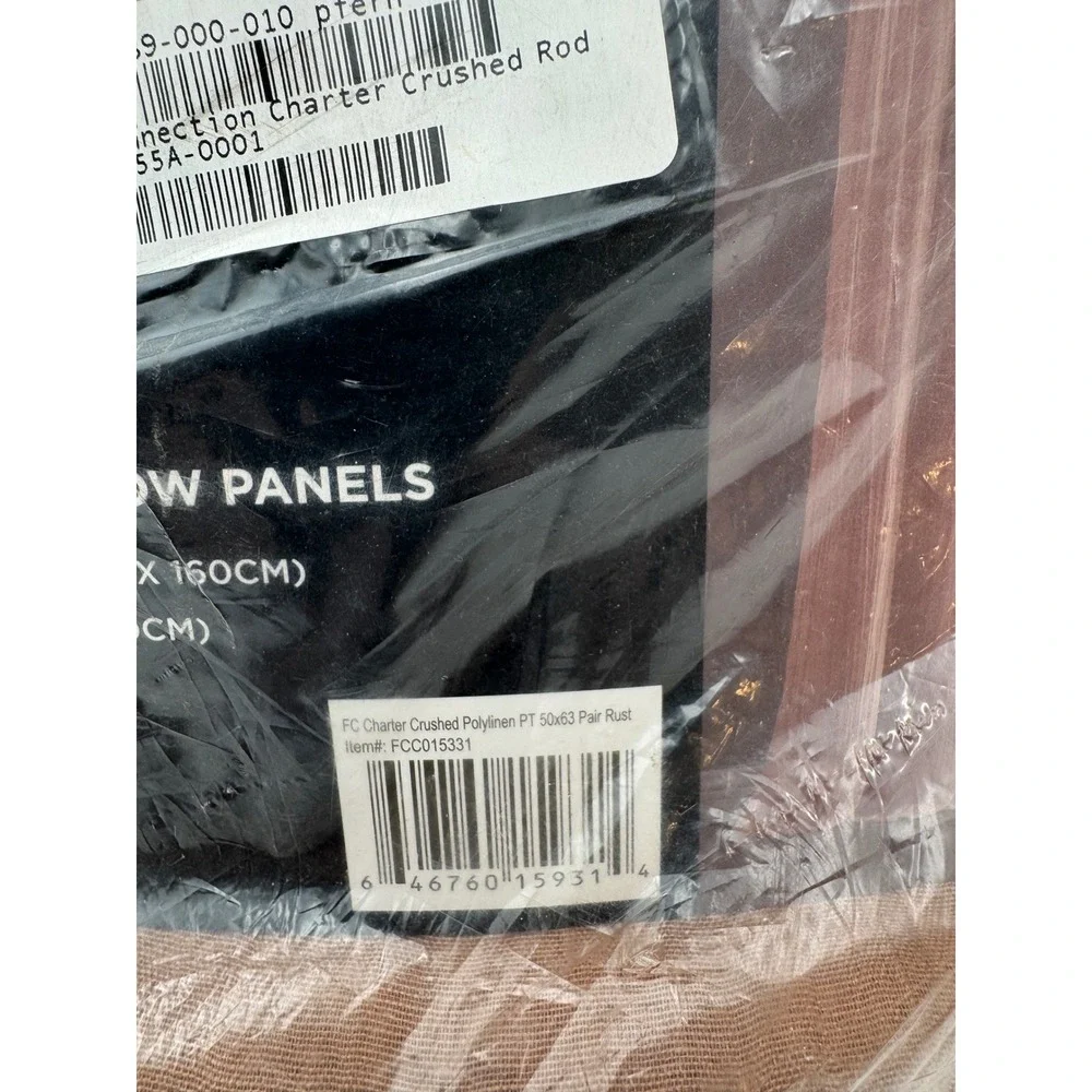 French Connection Home Charter Crushed Polylinen Curtains Rust 50x63 Pair